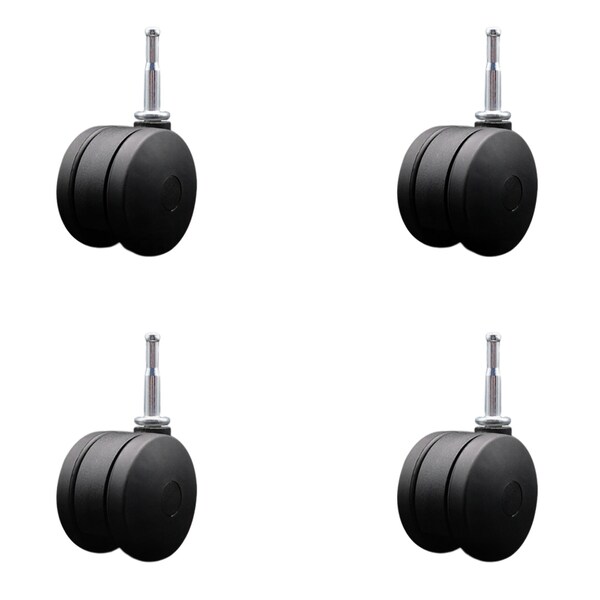 3'' Office Chair Casters Nylon Twin Wheel 5/16'' Grip Neck Stem , 4PK